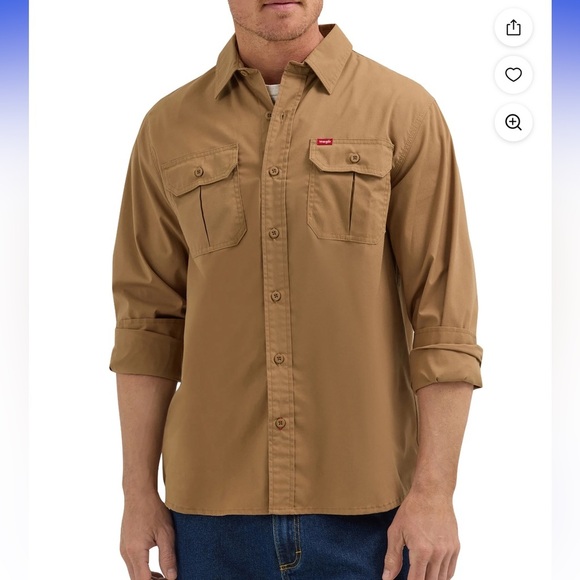 Men's Wrangler Casual Button Down Shirt - Tan - Picture 3 of 5
